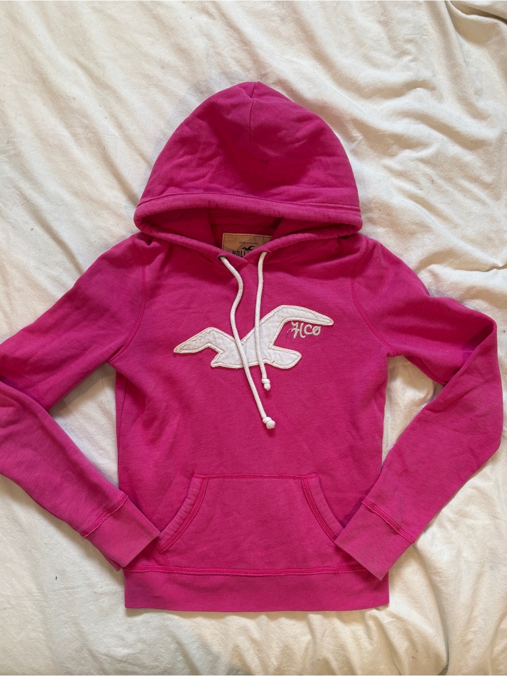 Vintage Hollister hoodie in hot pink and white eagle